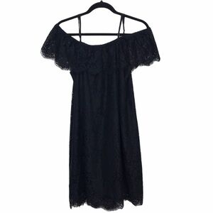 Madewell Dusklace Off the Shoulder Dress in Black Approx Small